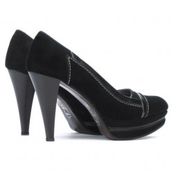 Eleganckie buty damskie 1094 czarne antylopa połączenie
