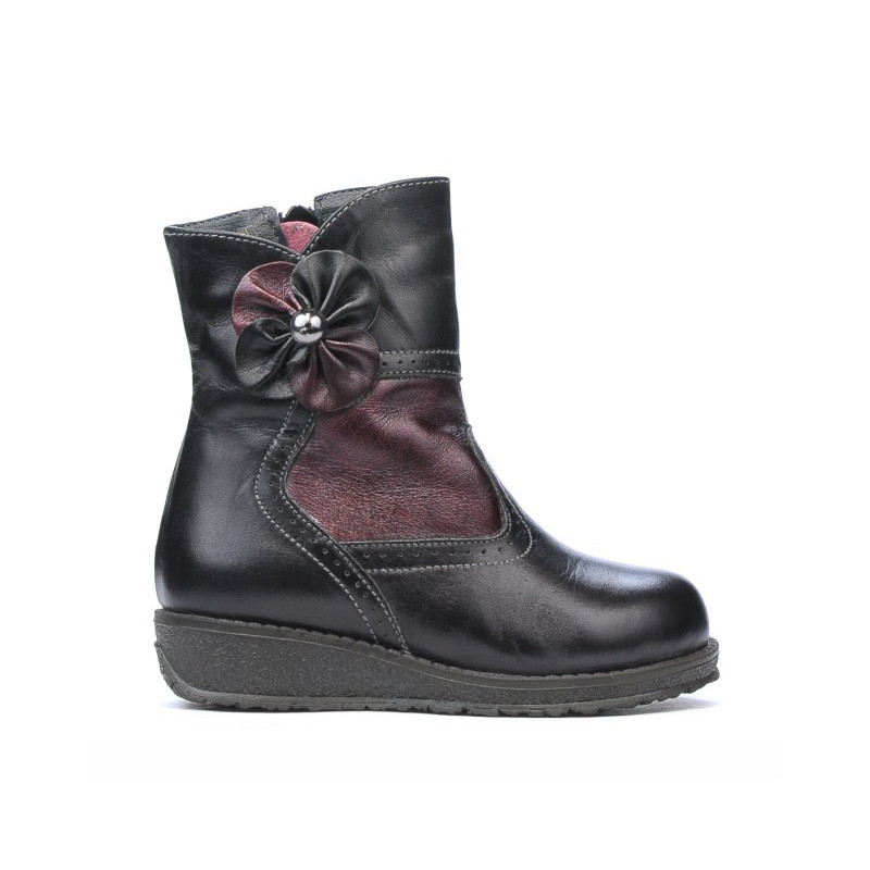 Buty dziecięce 20c czarne+bordowa