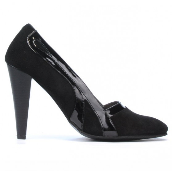 Eleganckie buty damskie 1208 czarny zamsz + czarny lakier