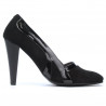 Eleganckie buty damskie 1208 czarny zamsz + czarny lakier