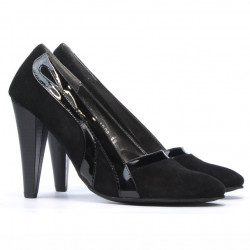 Eleganckie buty damskie 1208 czarny zamsz + czarny lakier
