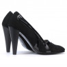 Eleganckie buty damskie 1208 czarny zamsz + czarny lakier