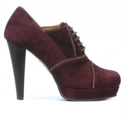 Damskie eleganckie buty 1091 bordo antylopowe