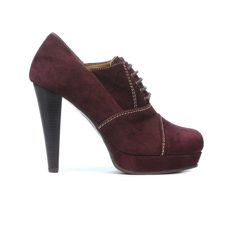 Damskie eleganckie buty 1091 bordo antylopowe