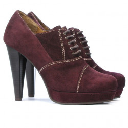 Damskie eleganckie buty 1091 bordo antylopowe