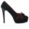 Eleganckie buty damskie 1095 czarny antilop+czerwony
