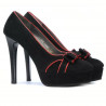Eleganckie buty damskie 1095 czarny antilop+czerwony