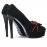 Eleganckie buty damskie 1095 czarny antilop+czerwony