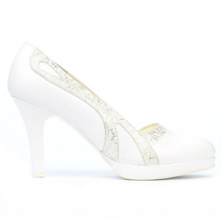 Eleganckie buty damskie 1208pl biało kombinowane