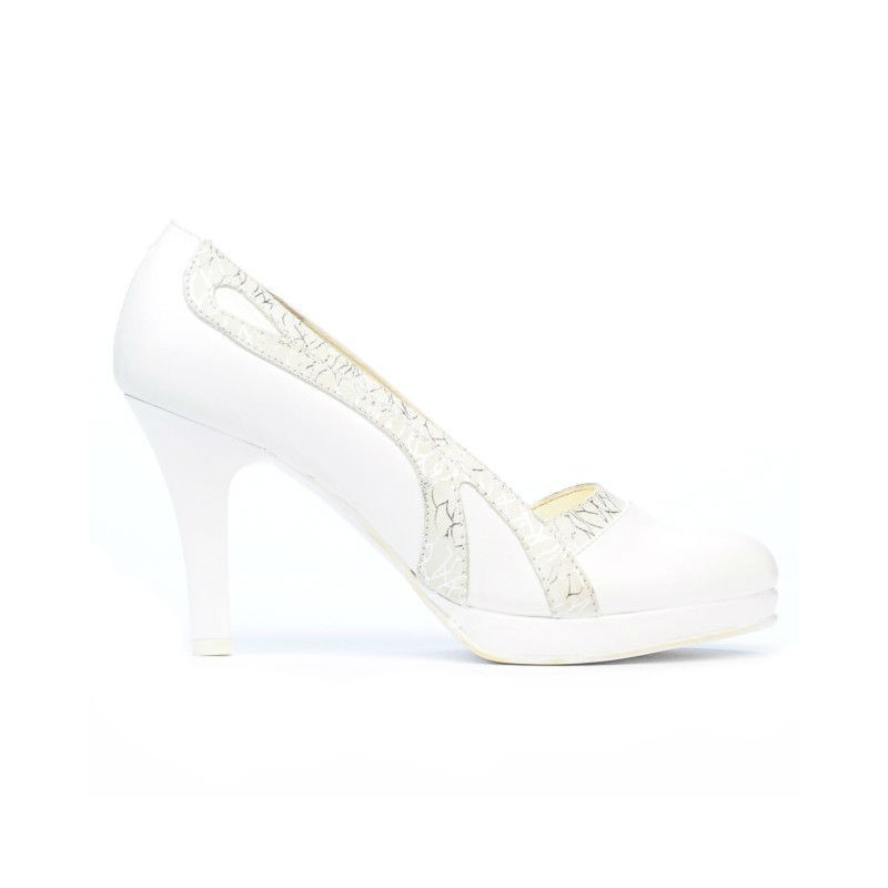Eleganckie buty damskie 1208pl biało kombinowane