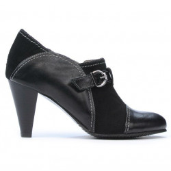 Eleganckie buty damskie 1210 czarne zamszowe kombinowane