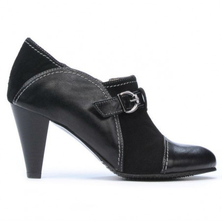 Eleganckie buty damskie 1210 czarne zamszowe kombinowane