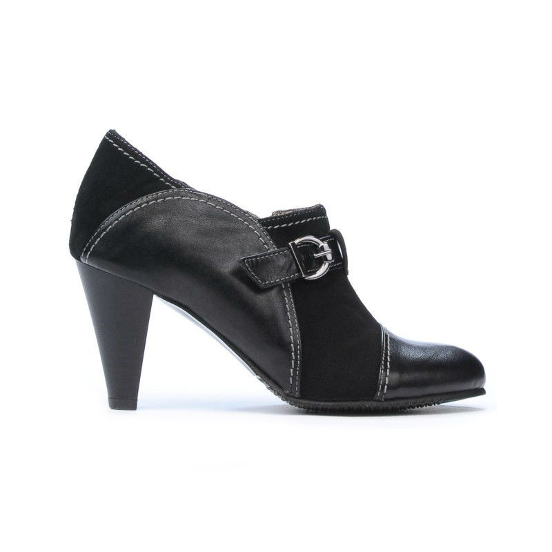 Eleganckie buty damskie 1210 czarne zamszowe kombinowane