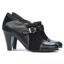 Eleganckie buty damskie 1210 czarne zamszowe kombinowane