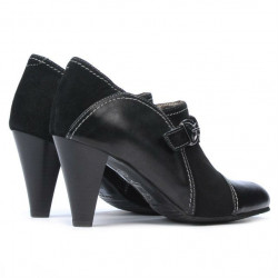 Eleganckie buty damskie 1210 czarne zamszowe kombinowane