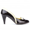 Eleganckie buty damskie 1065 bordo+beż lakierowane