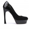 Eleganckie buty damskie 1212 czarne połączenie zamszowe