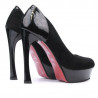 Eleganckie buty damskie 1212 czarne połączenie zamszowe