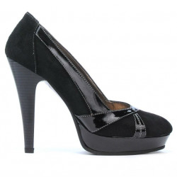 Eleganckie buty damskie 1206 czarny antilopa łączony