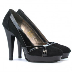 Eleganckie buty damskie 1206 czarny antilopa łączony