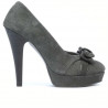 Eleganckie buty damskie 1095-1 szare zamszowe połączone