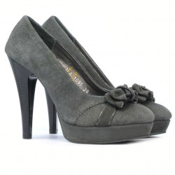 Eleganckie buty damskie 1095-1 szare zamszowe połączone