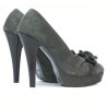 Eleganckie buty damskie 1095-1 szare zamszowe połączone