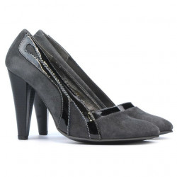 Eleganckie damskie buty 1208 szary zamsz kombinowany