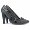 Eleganckie damskie buty 1208 szary zamsz kombinowany