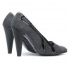 Eleganckie damskie buty 1208 szary zamsz kombinowany