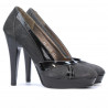 Eleganckie buty damskie 1206 szare zamszowe kombinowane