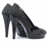 Eleganckie buty damskie 1206 szare zamszowe kombinowane