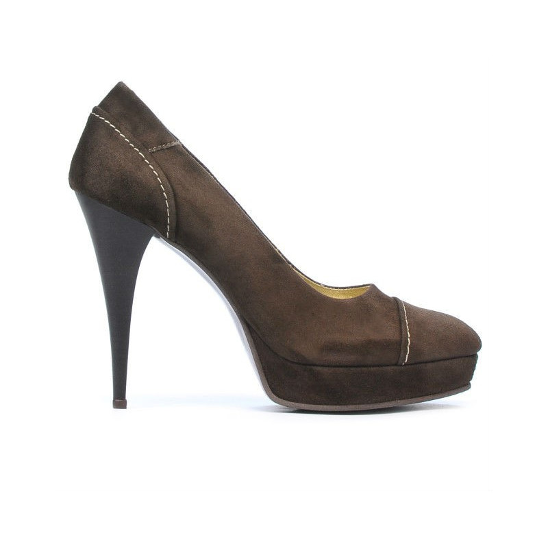 Damskie eleganckie buty 1082 brązowy zamsz