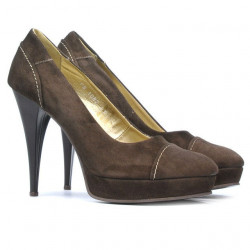Damskie eleganckie buty 1082 brązowy zamsz