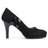 Eleganckie buty damskie 1086 czarny zamsz + czarny lakier