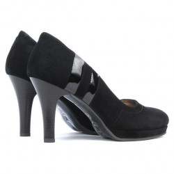 Eleganckie buty damskie 1086 czarny zamsz + czarny lakier