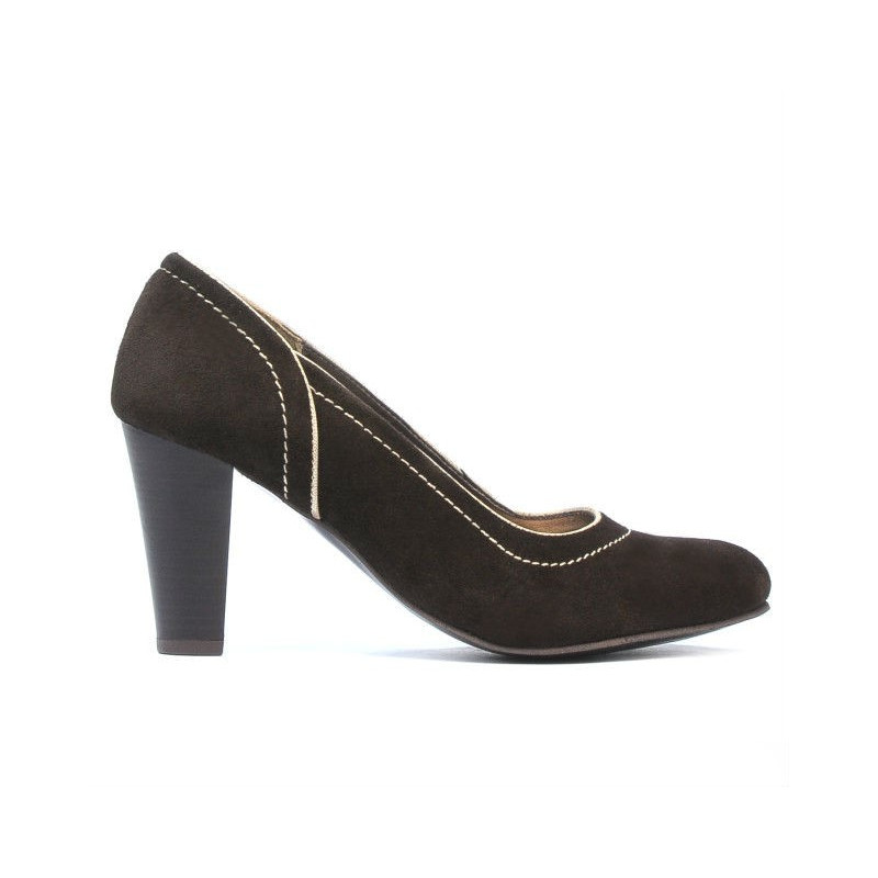Eleganckie damskie buty 1205 w kolorze brązowym zamsz