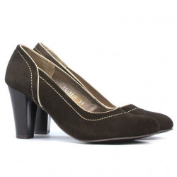 Eleganckie damskie buty 1205 w kolorze brązowym zamsz