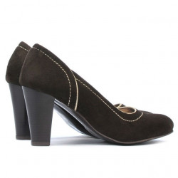 Eleganckie damskie buty 1205 w kolorze brązowym zamsz