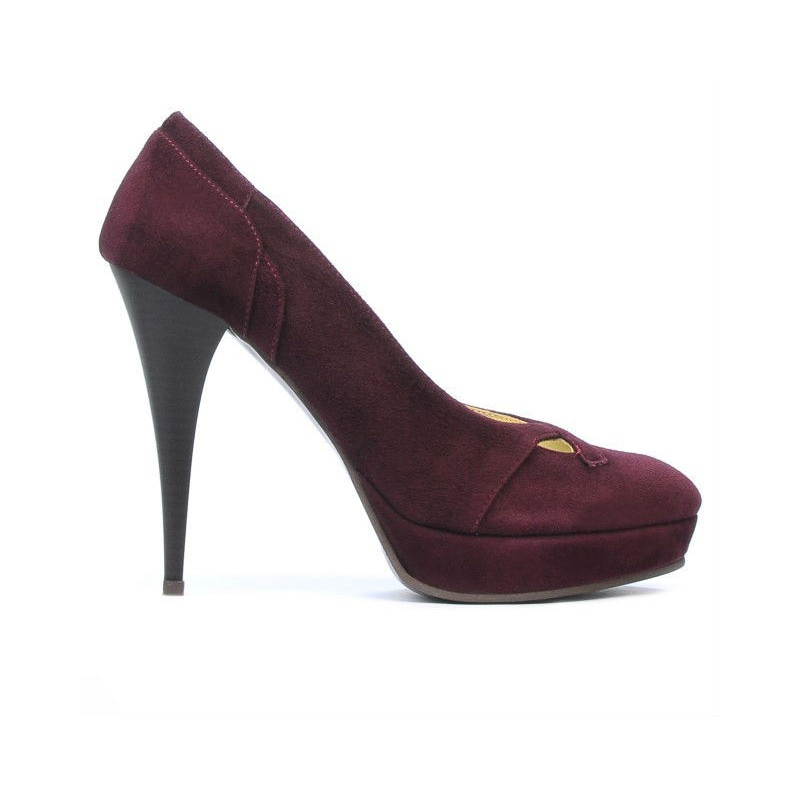 Eleganckie buty damskie 1092 bordowa antilopa
