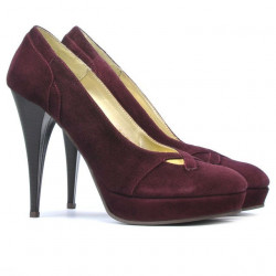 Eleganckie buty damskie 1092 bordowa antilopa