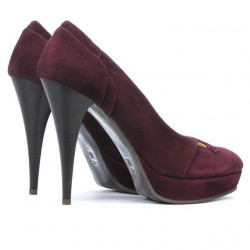 Eleganckie buty damskie 1092 bordowa antilopa