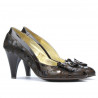 Eleganckie buty damskie 1065 lakierowane brązowe+metaliczne