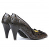 Eleganckie buty damskie 1065 lakierowane brązowe+metaliczne
