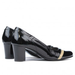 Eleganckie damskie buty 1217 lakierowane czarno-beżowe