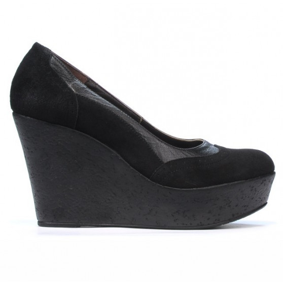 Buty casual damskie 630 czarne zamszowe z łączeniem