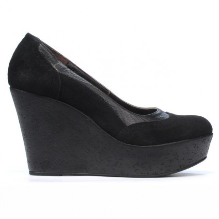 Buty casual damskie 630 czarne zamszowe z łączeniem