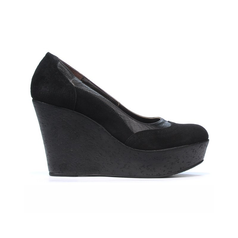 Buty casual damskie 630 czarne zamszowe z łączeniem