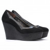 Buty casual damskie 630 czarne zamszowe z łączeniem