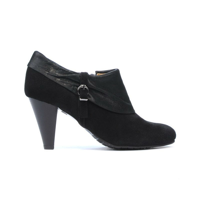 Eleganckie damskie buty 1089 czarny antilopa połączony